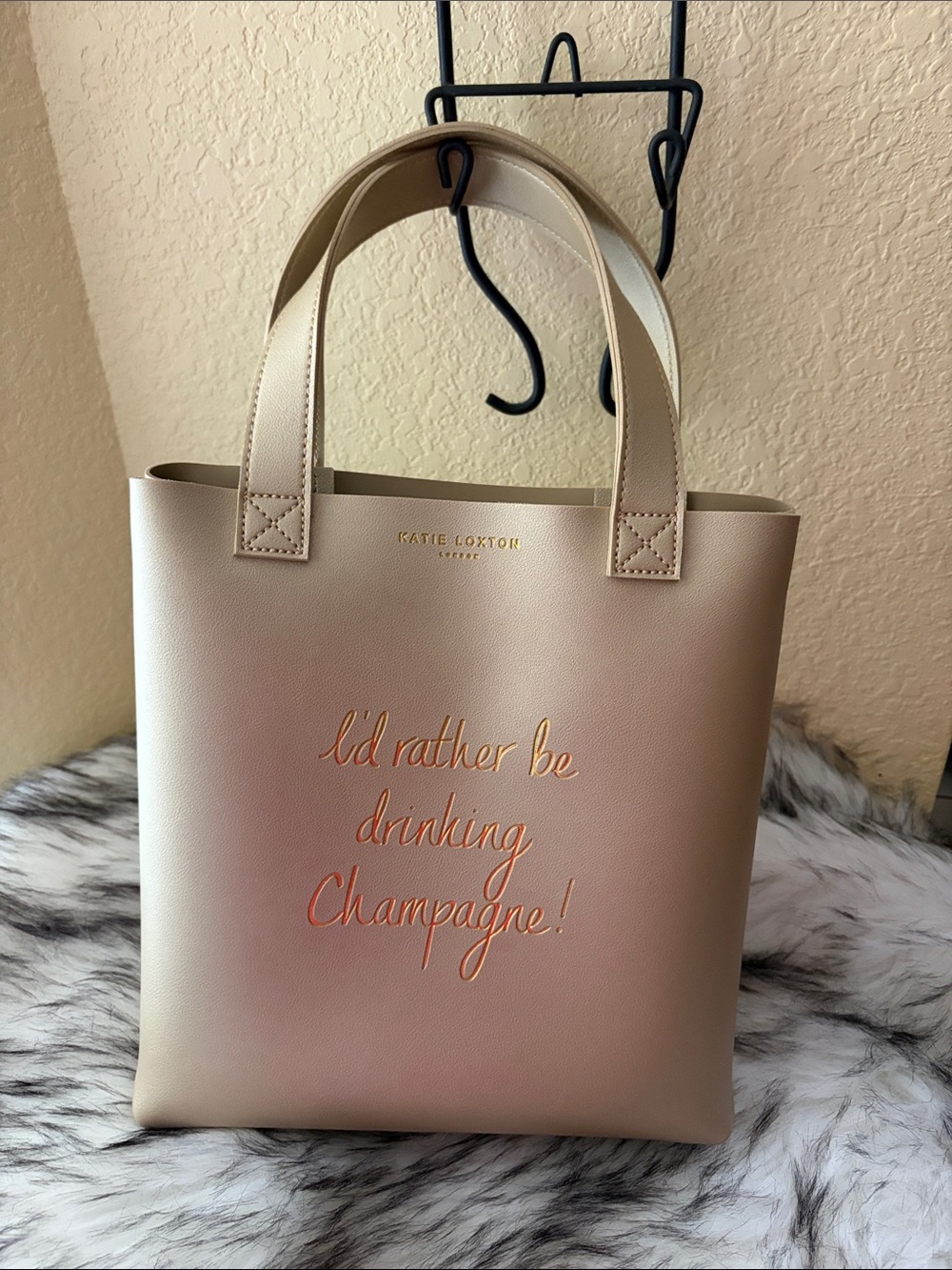 Katie Loxton Metallic Champagne tote, expandable.